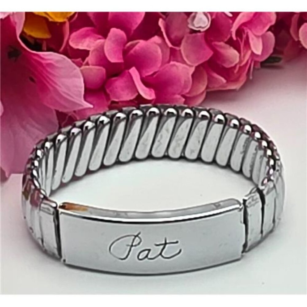 Vtg. Sweetheart Expansion ID Bracelet Pat Engraved TOPPS Japan Stainless Steel